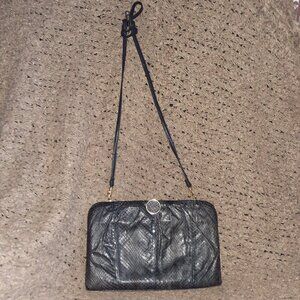 Vintage BALLY CANADA-Navy  Blue Snakeskin Convertible Clutch/Shoulder-Near Mint